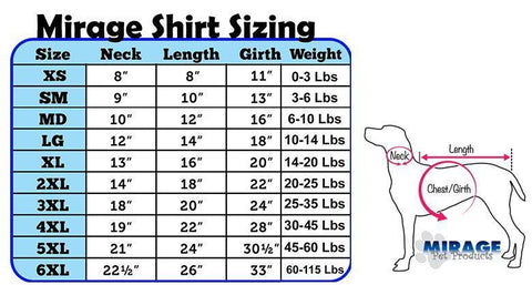 dog shirt size chart