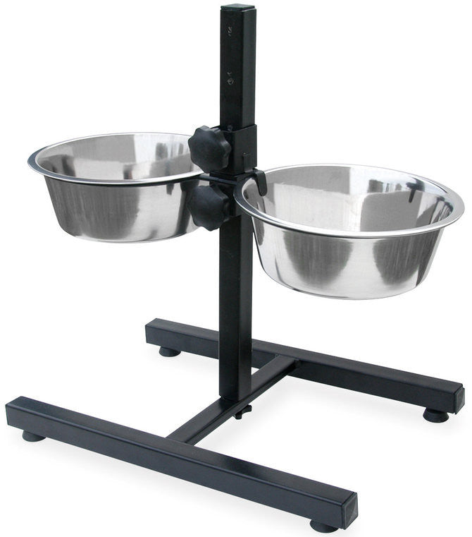 Height Adjustable Bowl Stand with weighted base – OfficialDogHouse