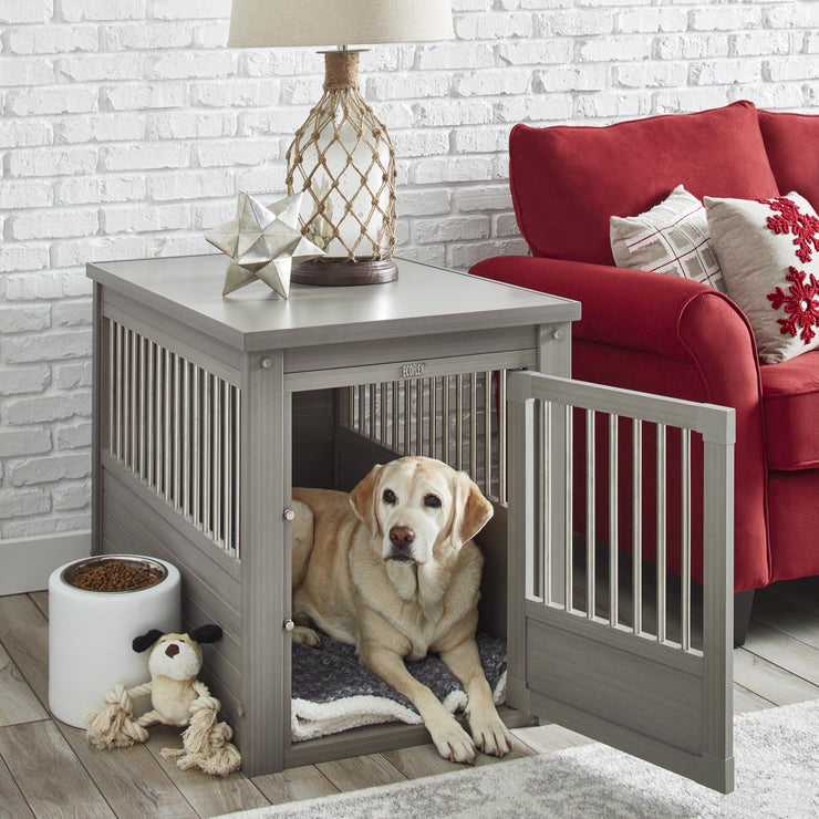 coffee table with dog crate