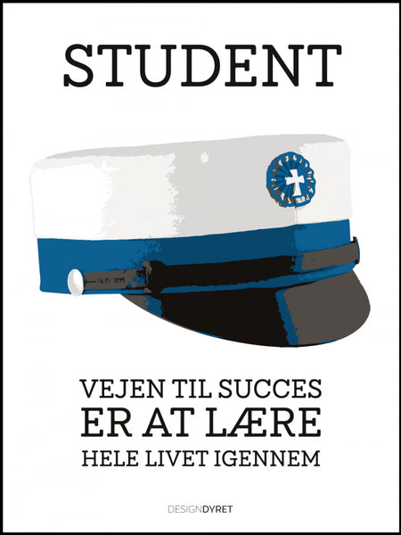Student Plakat - Blå til Succes– designdyret