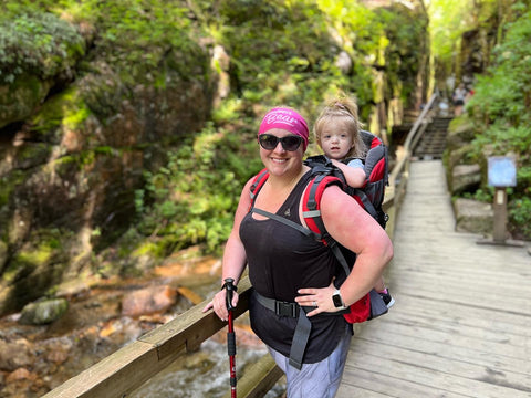 Christine Mitchell hiking with her daughter 