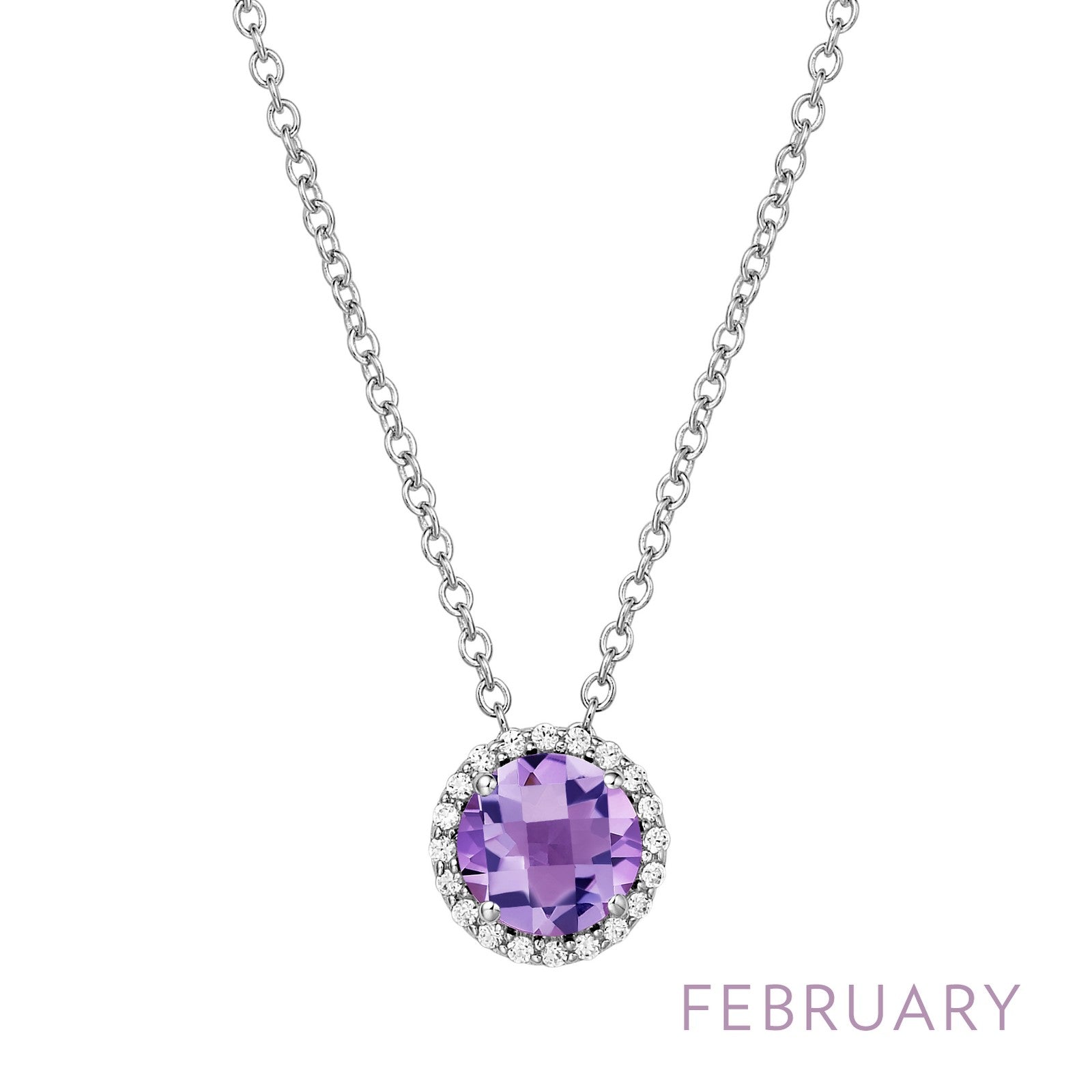 February Birthstone Necklace-BN001AMP