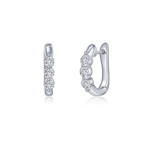 Kismet 3-Stone Mini Huggies in 18K White Gold - M. Flynn