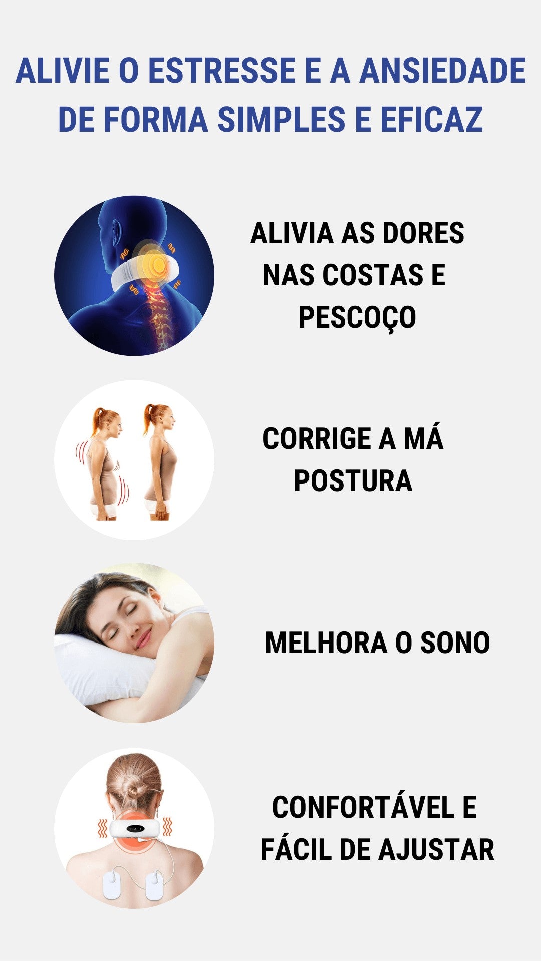 Alivie Tensões com o Massageador de Pescoço Elétrico Com Eletrodos - Eletromax Disponível em: www.descontara.com