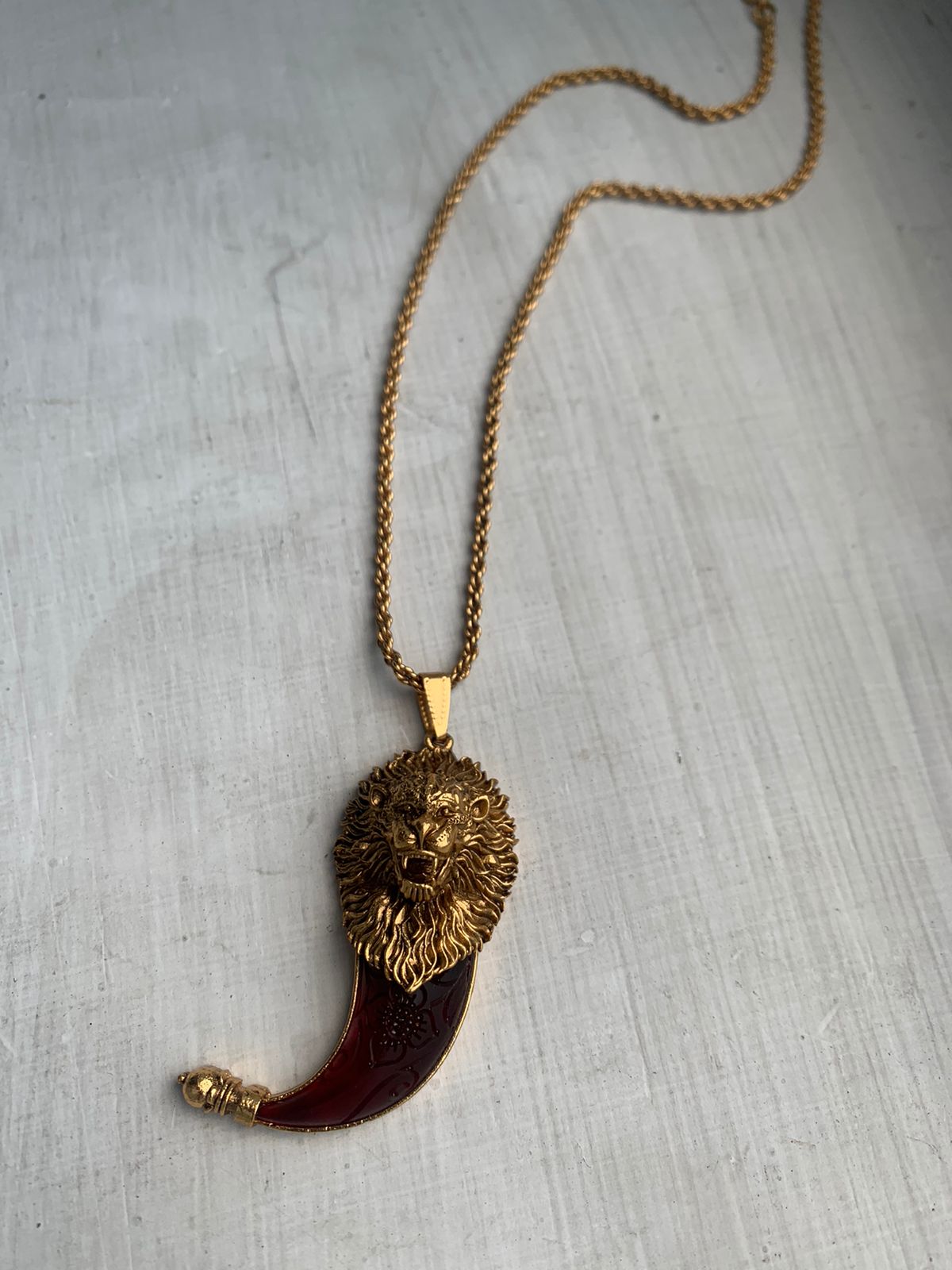 lion tooth gold necklace