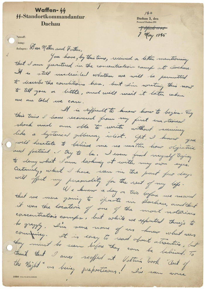 Letter from Harold Porter  o his parents,  May 7, 1945, page 1