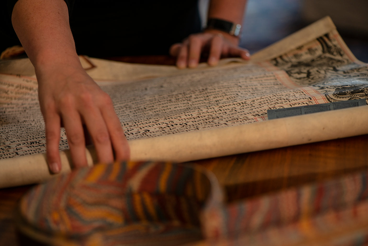 Unrolling a scroll at Blenheim Palace