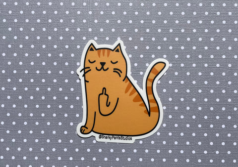 Middle Finger Cat Sticker, Gifts for Cat Lovers – Snarky Pants Studios