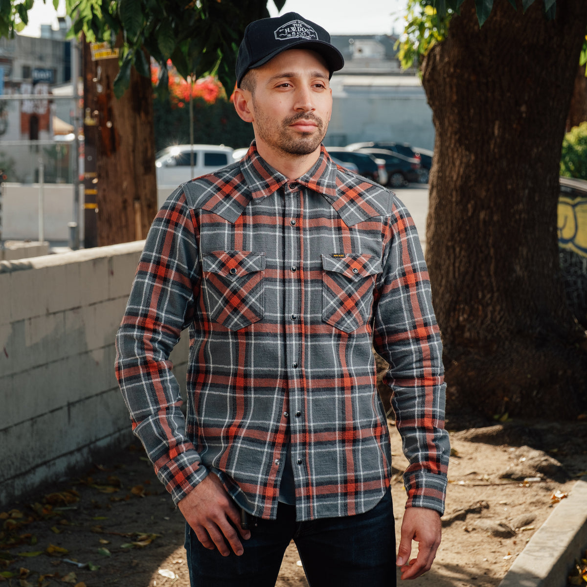 IHSH-373-GRN Ultra Heavy Flannel Ombré Check Western Shirt