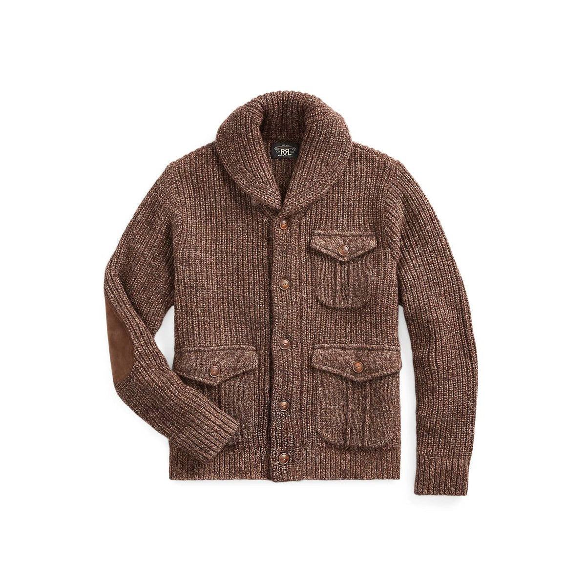 Cotton-Wool Shawl-Collar Cardigan Olive Heather