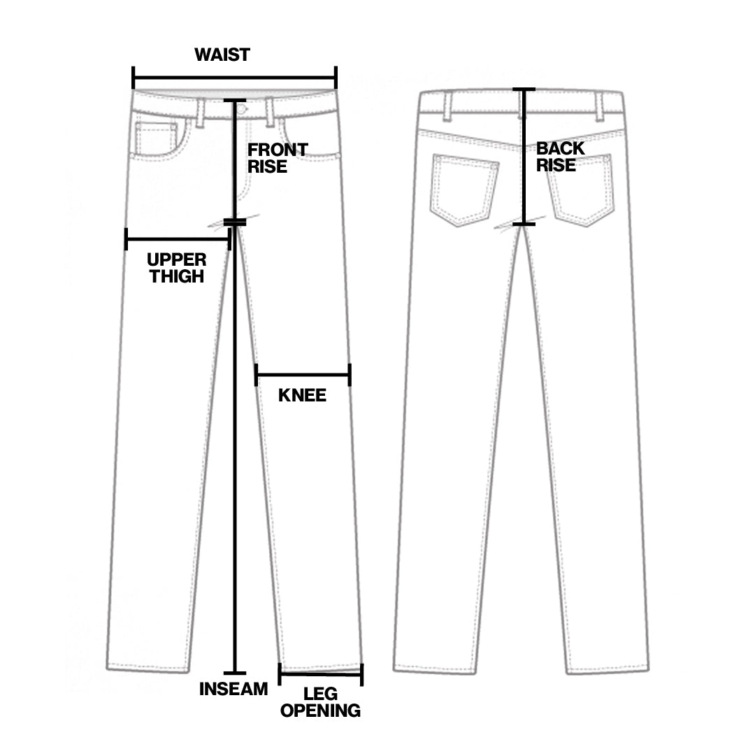 Chart showing measurements of a pair of pants