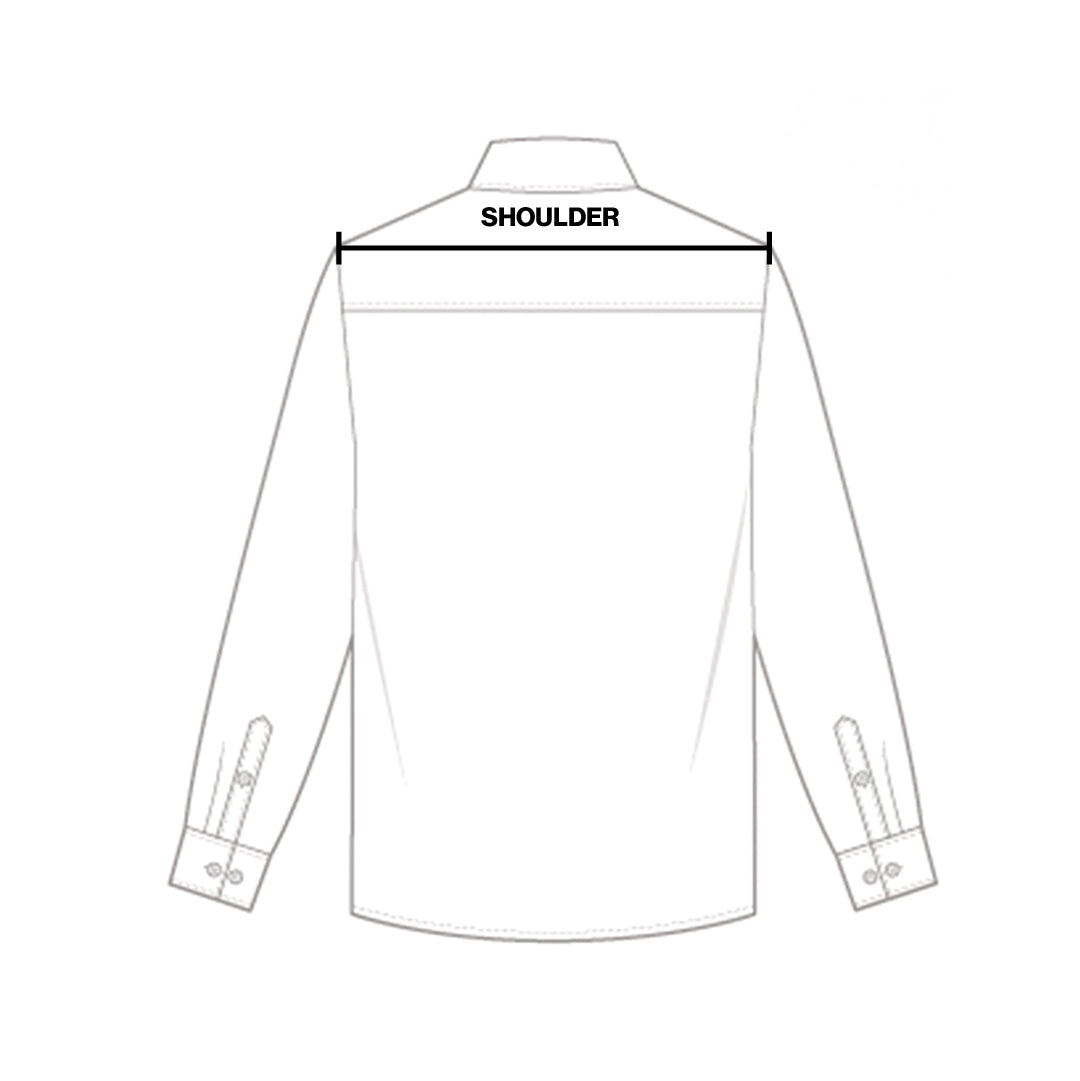 Chart showing measurements of the back of a shirt