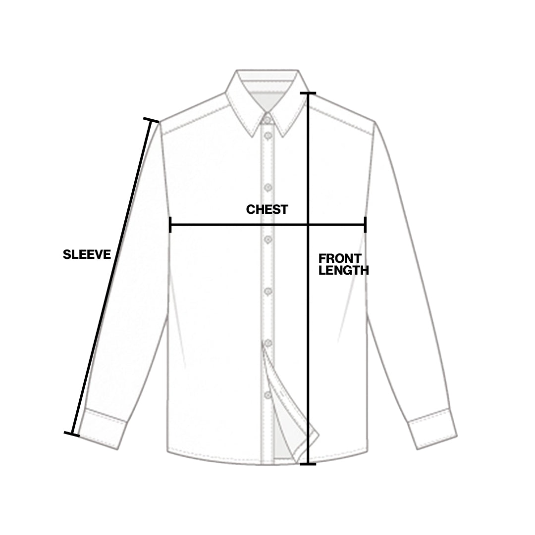 Chart showing measurements of the front of a shirt