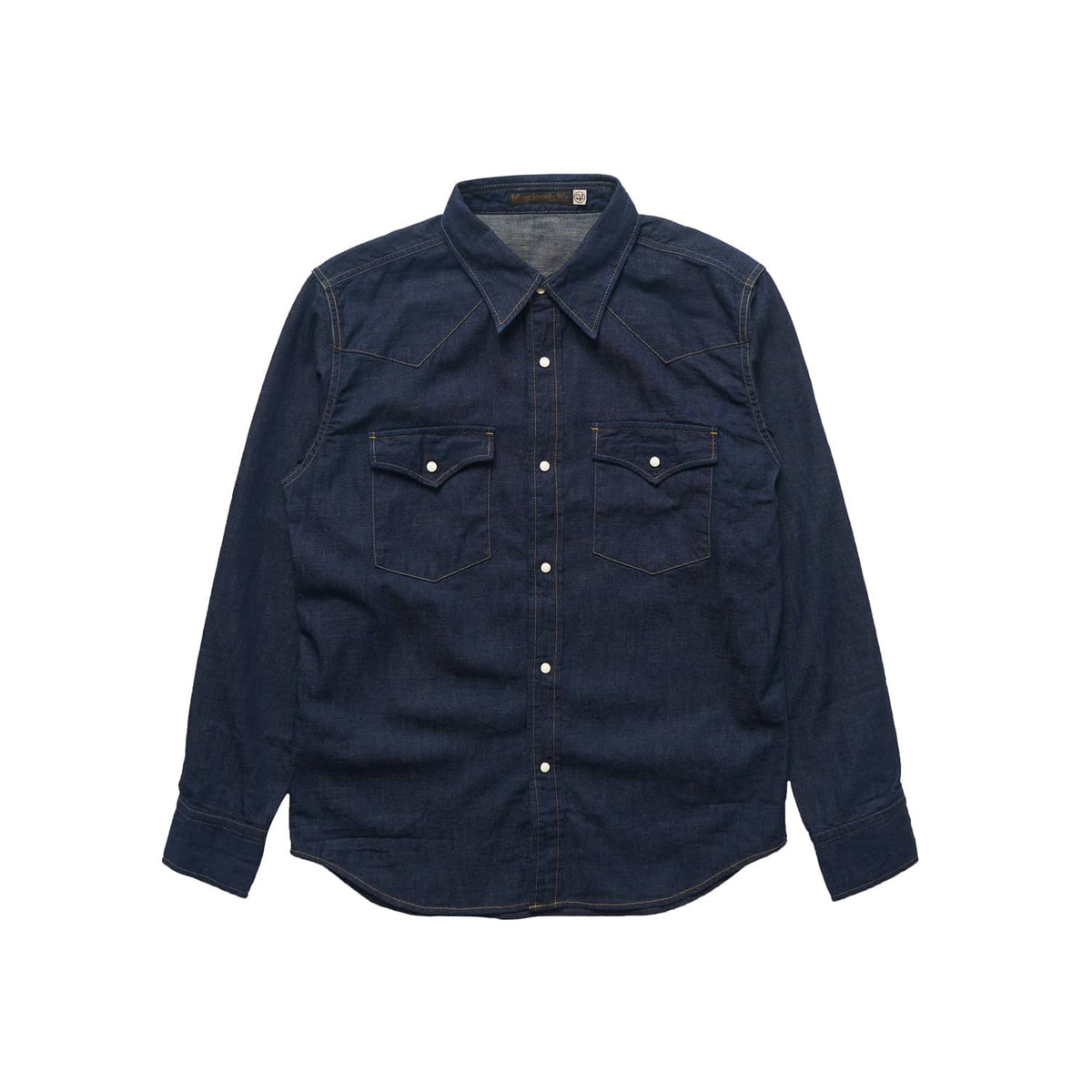 Slim Fit Indigo Jacquard Western Shirt Indigo/Cream FINAL SALE