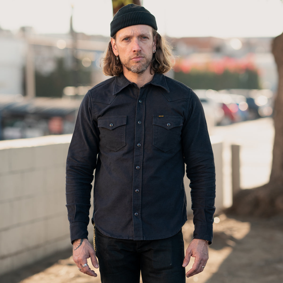 Iron Heart Woolen Serge Workshirt - Black