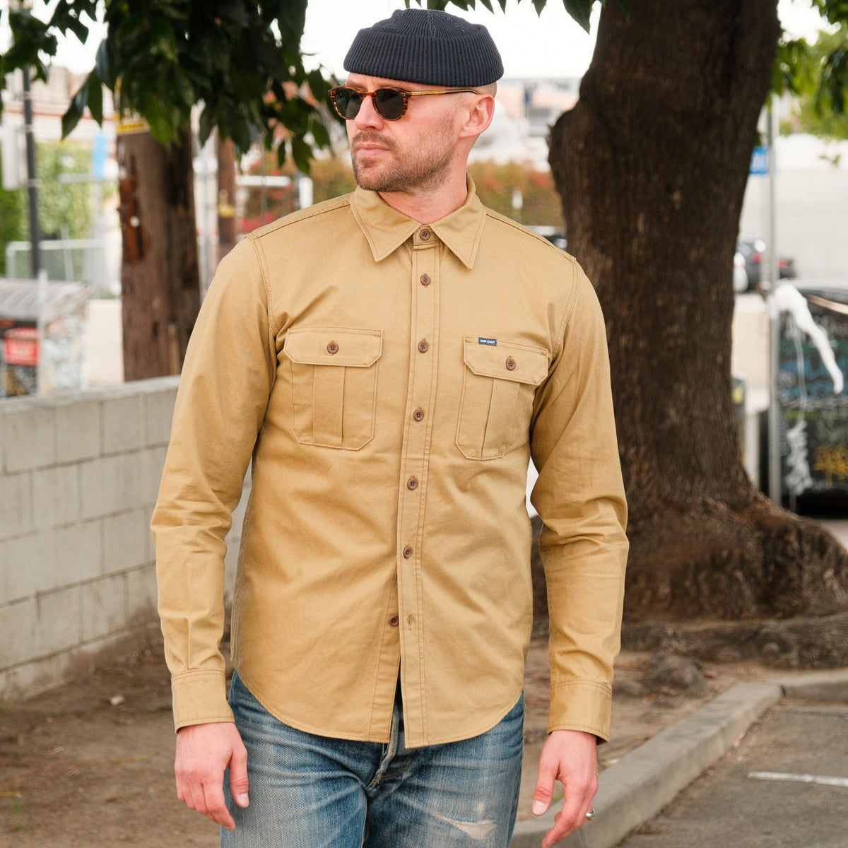 Iron Heart IHSH-319-KHA 8oz Military Shirt Khaki