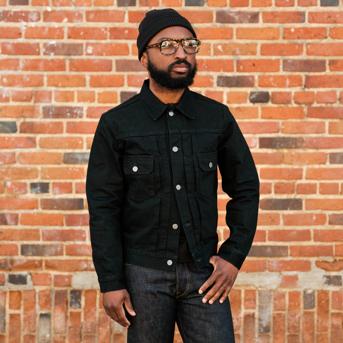 RRL Denim Trucker Jacket Worn in Black Wash