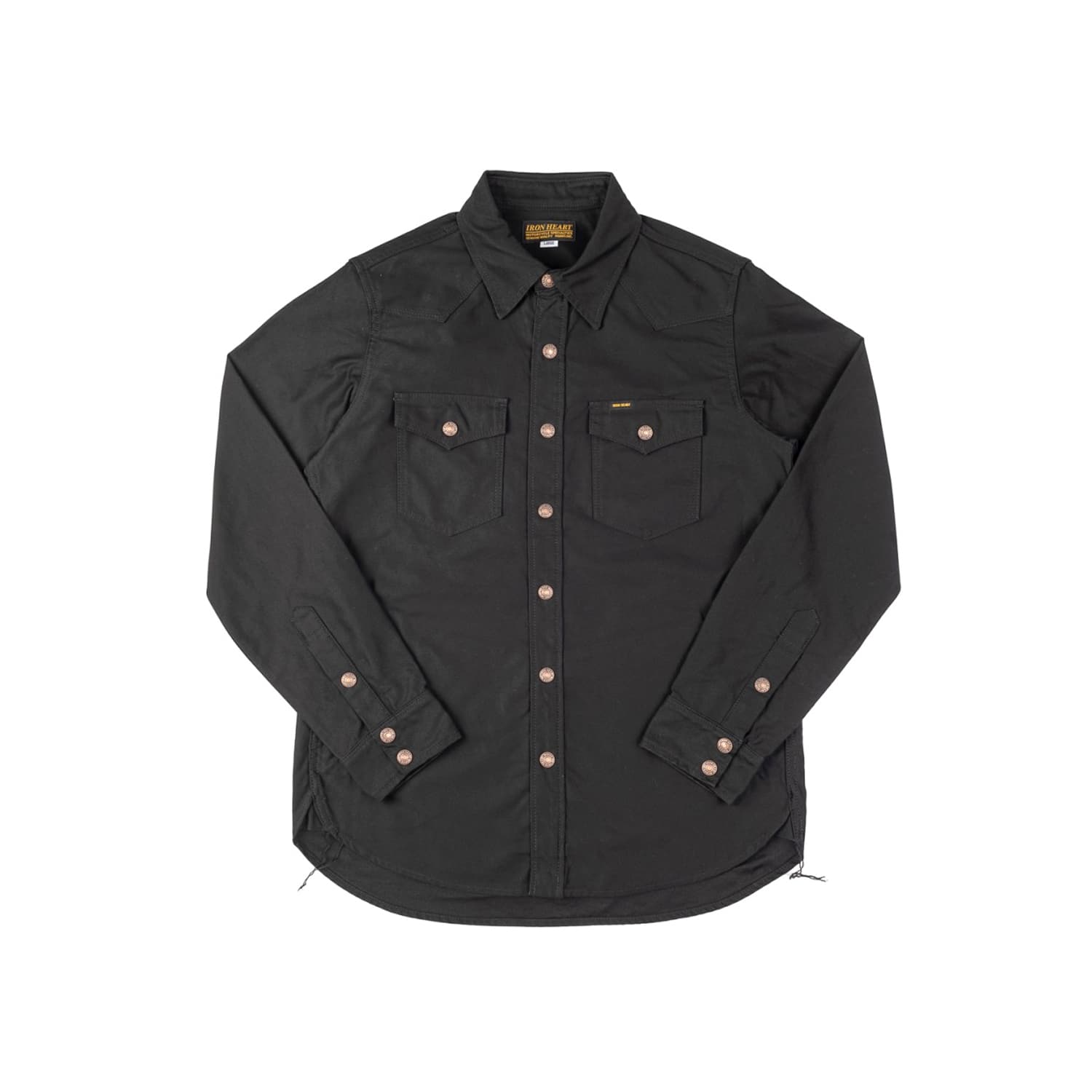 IHSH-296-BLK Military Back Satin C.P.O. Shirt Black