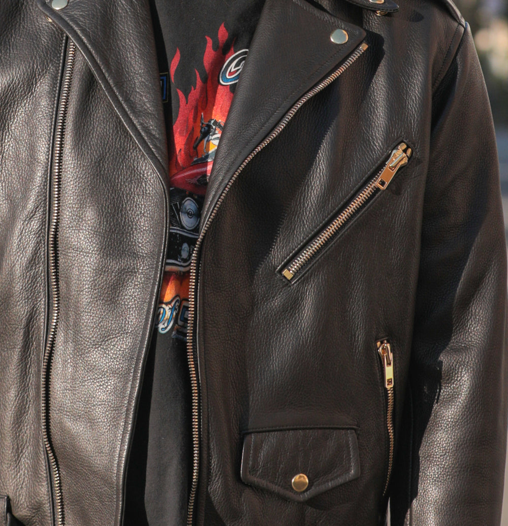 Laer Brand | Classic Moto Jacket Black w/ Gold Hardware