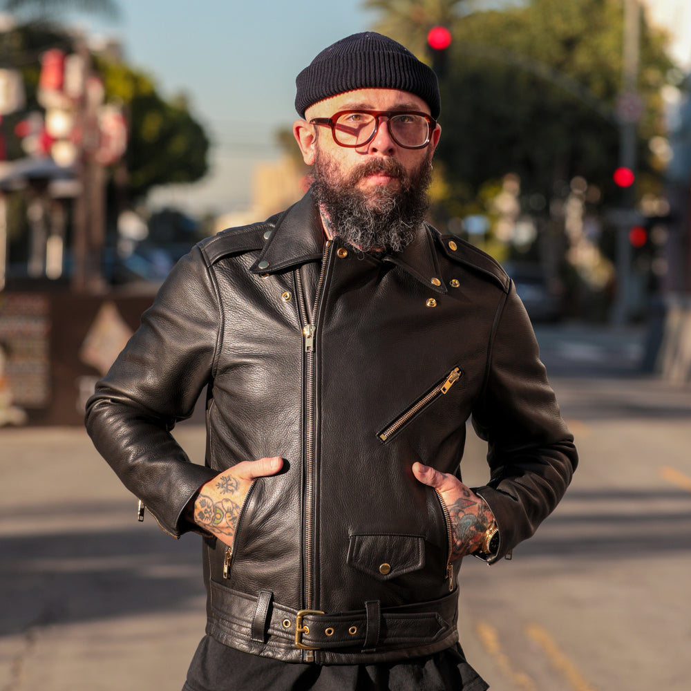 Laer Brand | Classic Moto Jacket Black w/ Gold Hardware