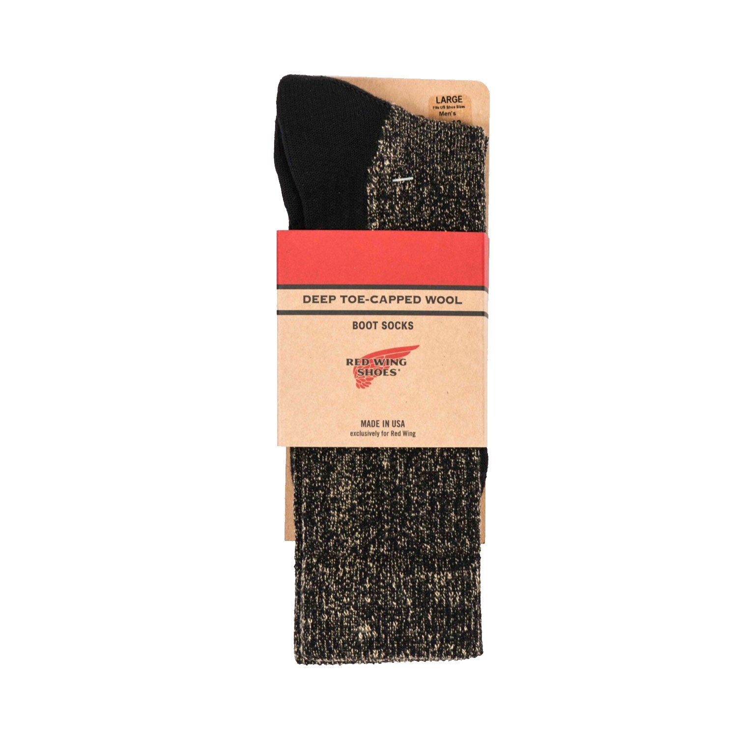 Deep Toe Capped Wool Sock Black 