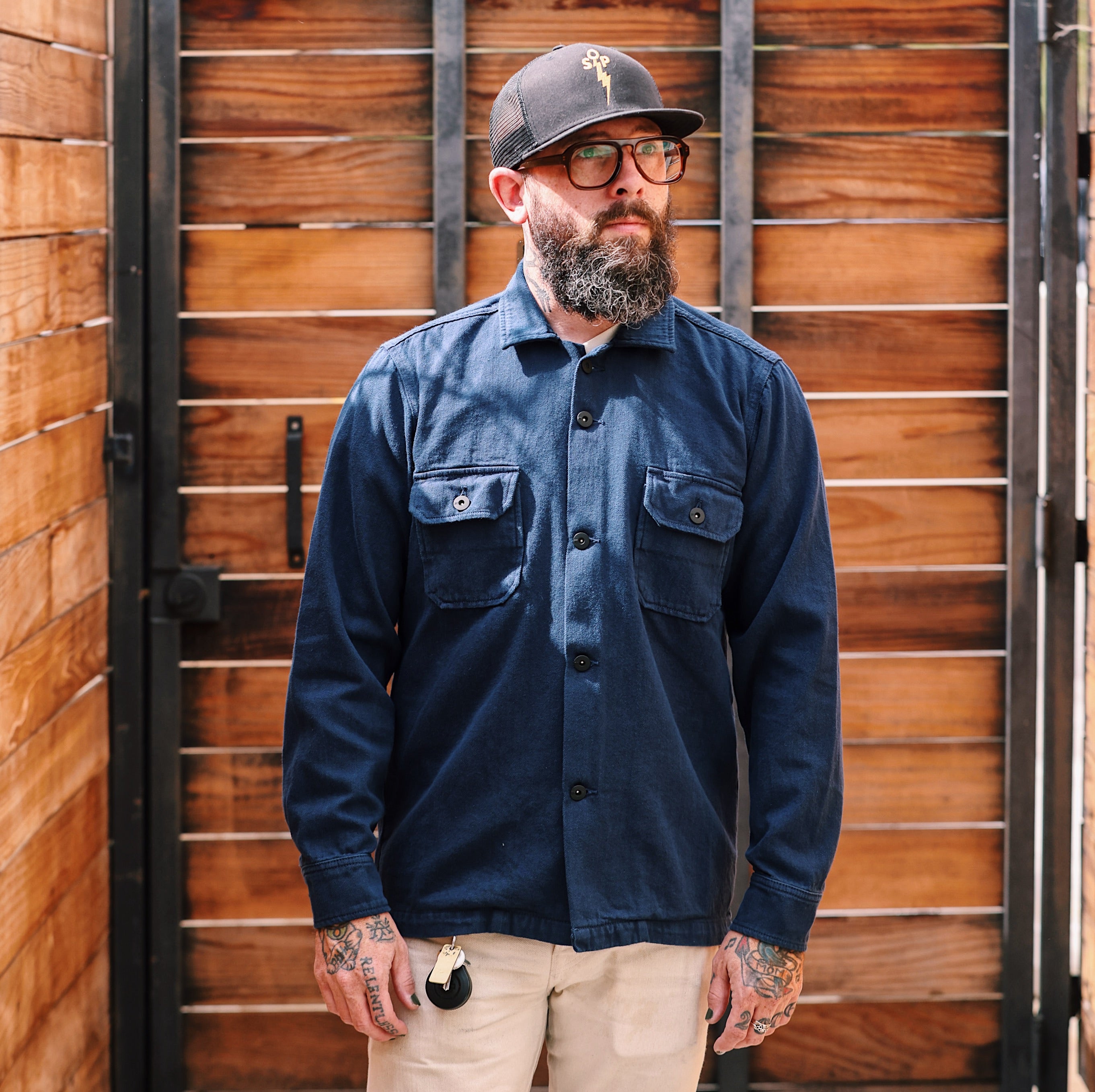 Garment Dyed Infantry Shirt Faded Navy