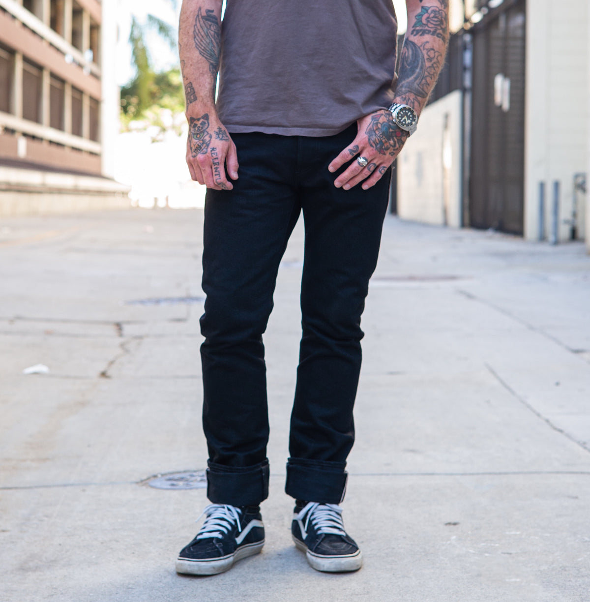 Full Count 1109BKBK Slim Straight Double Black Selvedge Denim