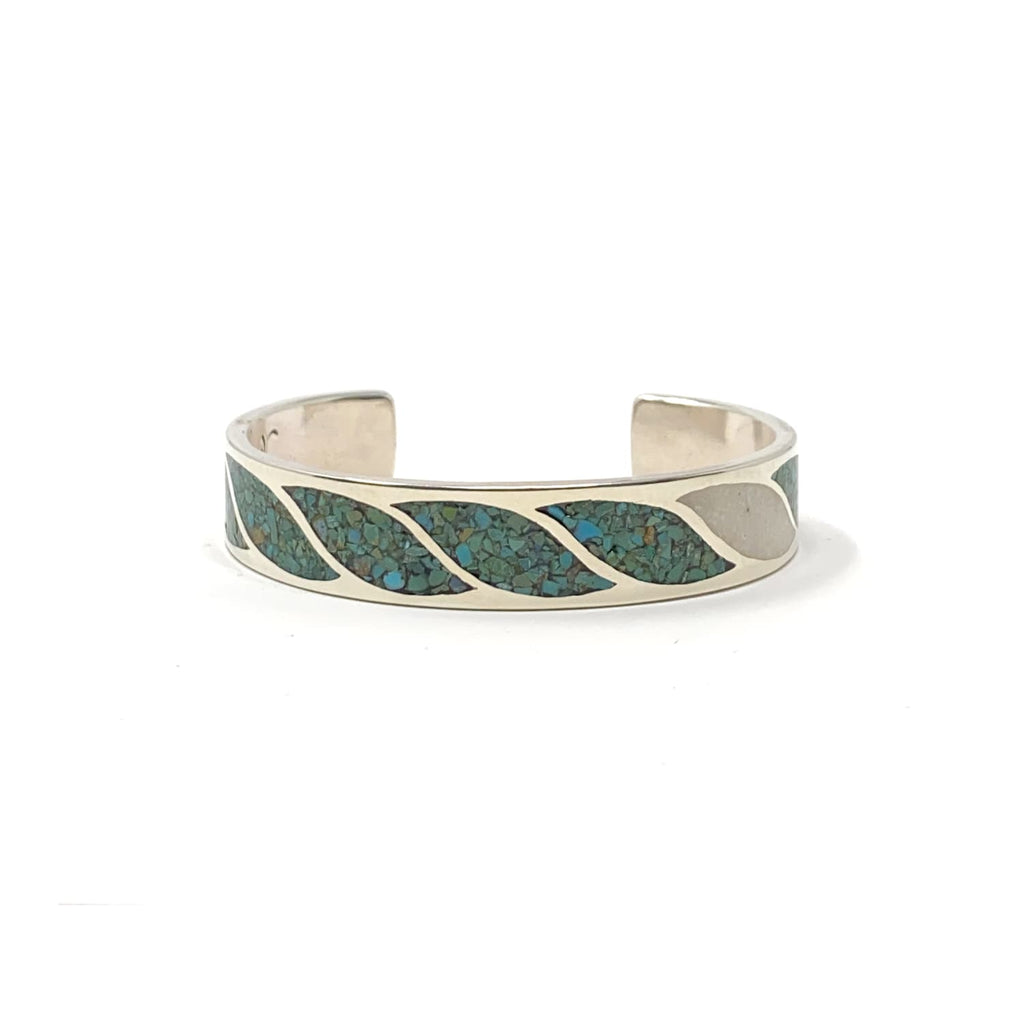 Mt.hill Chip Inlay Cuff Green Turquoise-