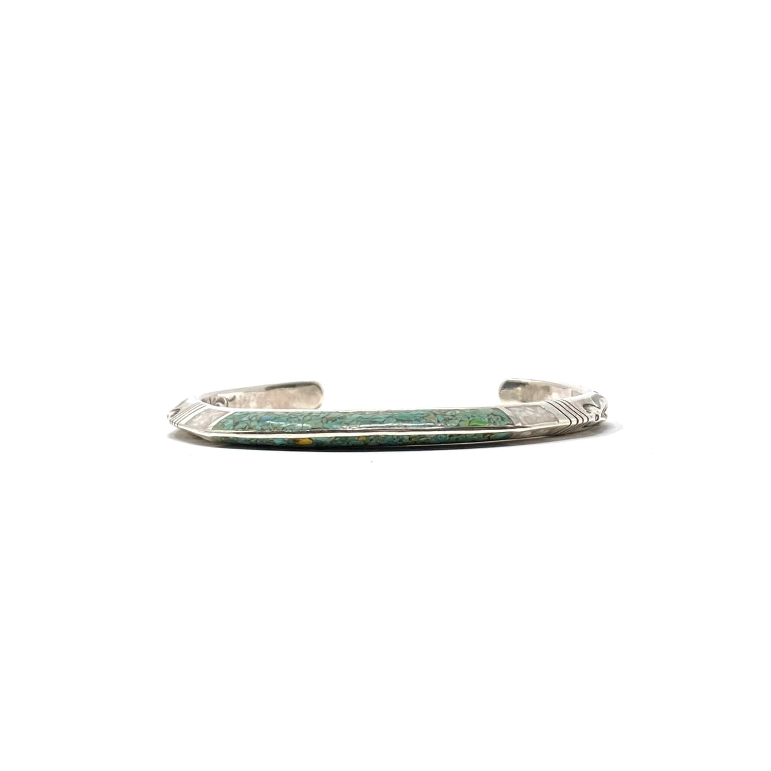 Mt.hill Chip Inlay Cuff Green Turquoise-