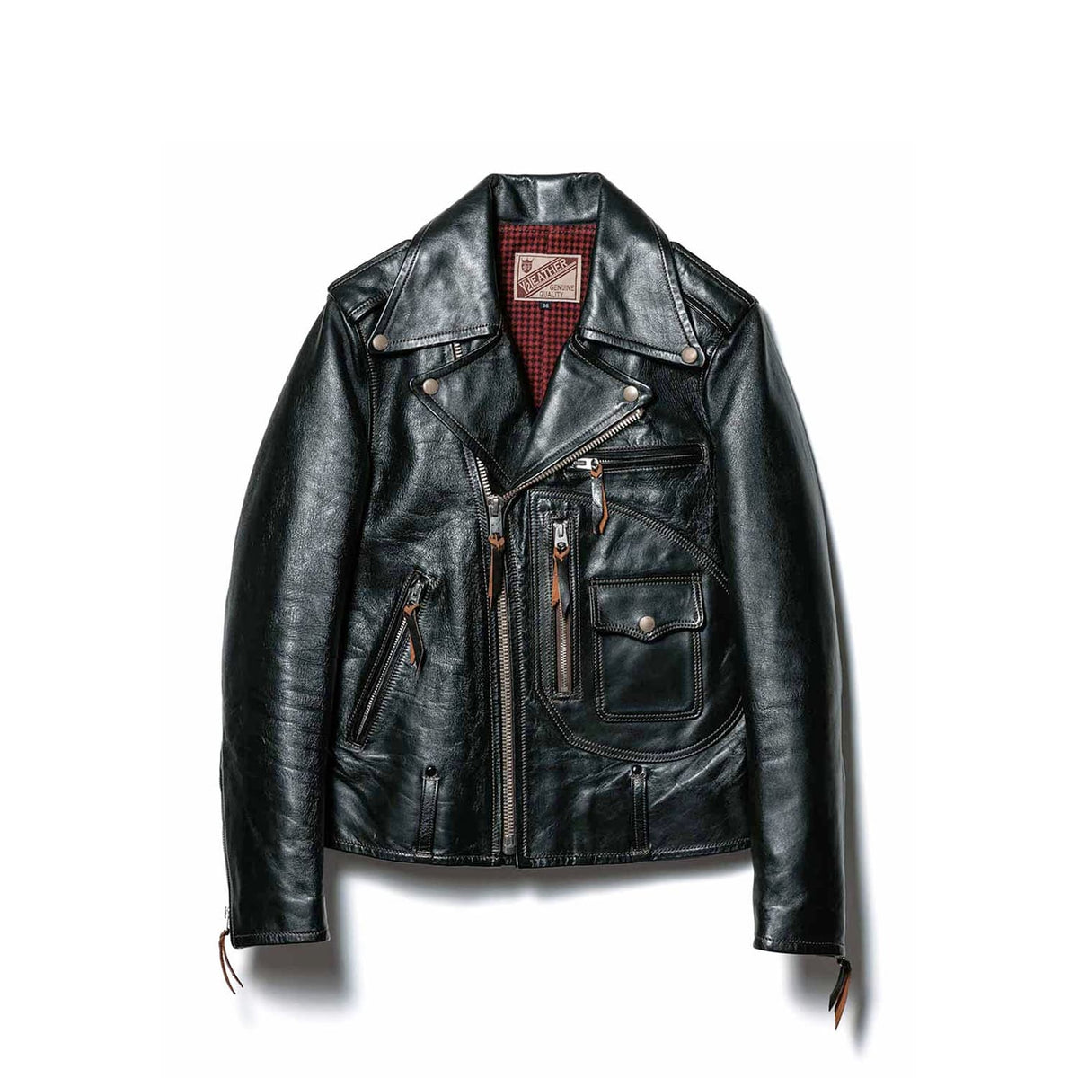 The Flat Head FN-LJ-HW001 Horsehide D-Pocket Motorcycle Jacket Black