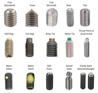 Socket Set Screw Point Styles