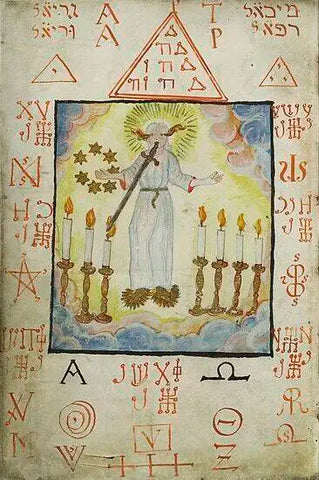 Archangel Metatron as shown in a Cyprianus text from the 1700s