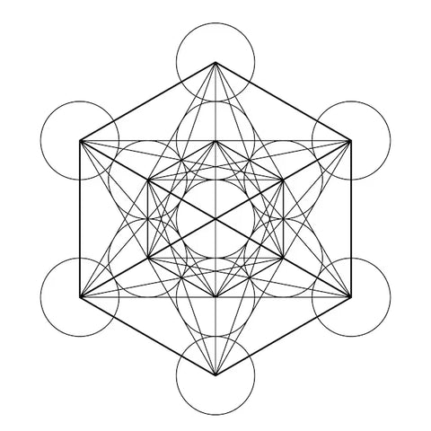 Metatron's Cube as shown in a line drawing