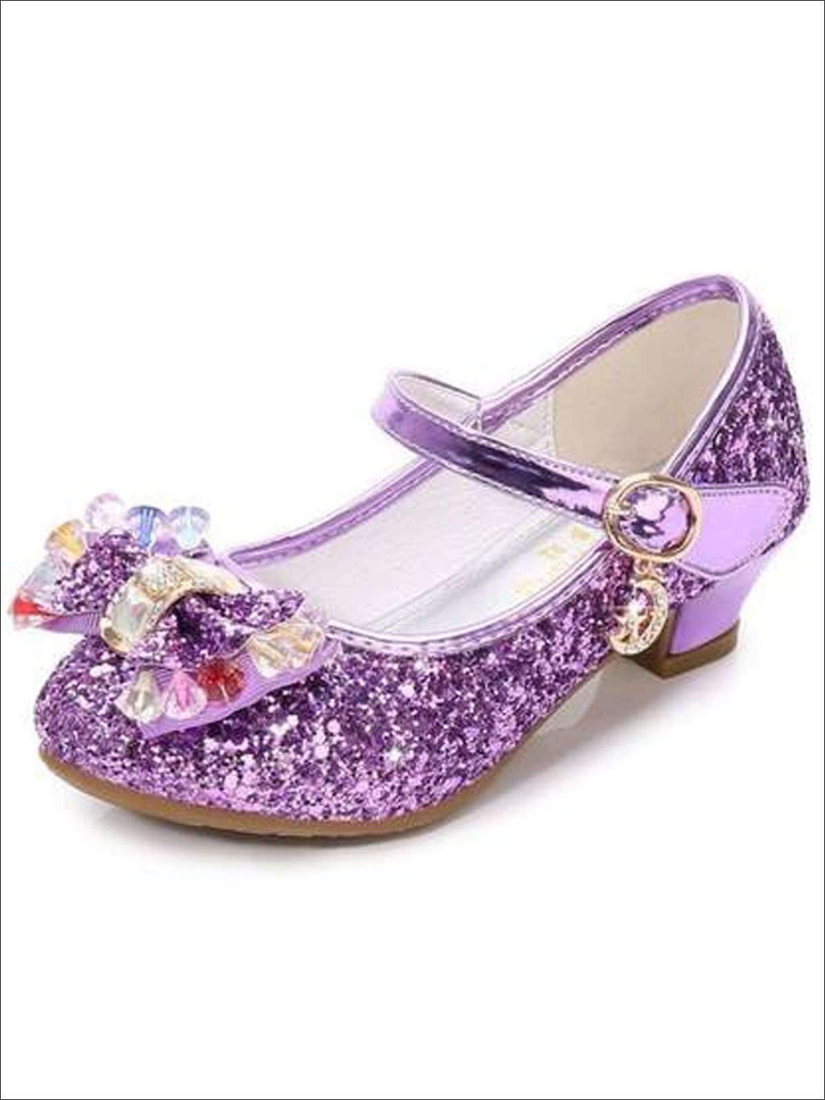 Mini Mia Girls Glitter Wedge Heels Crystal Rhinestone Embellished Shoe –  Glass Slipper Formals