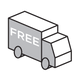 An image showing the free shipping logo with a delivery truck