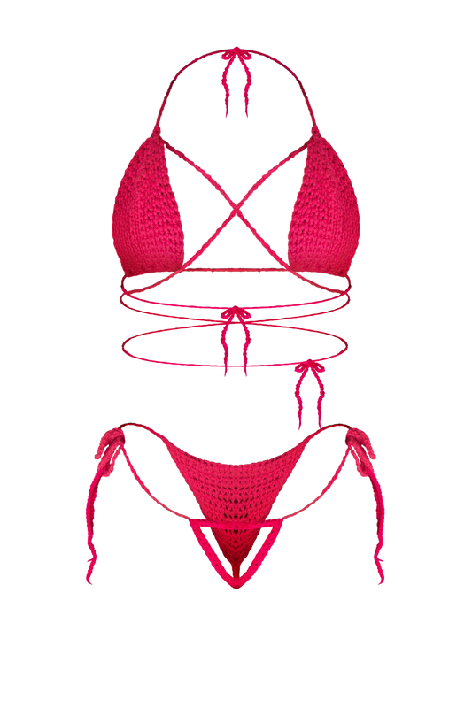 Thalia Crochet Bikini Top w. Assorted Beads -Swimwear