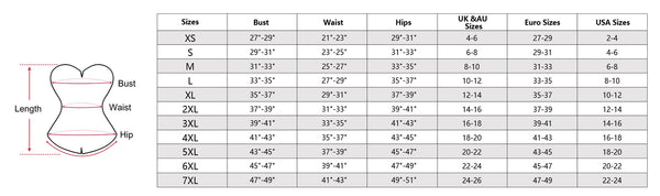 SIZE CHART OF THE Steampunk Leather Corsets