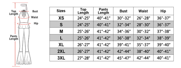 size chart of the barbie costume
