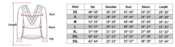 size chart of the men's pirate shirt