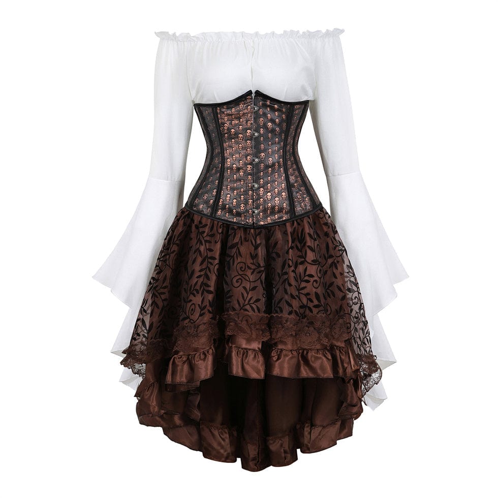 Steampunk Corset Dress Brown Corset Suit for Women – Meet Costumes