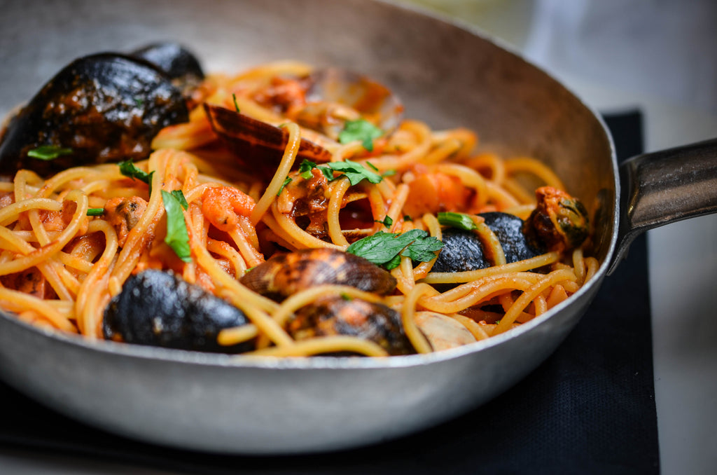 Mussels in spaghetti