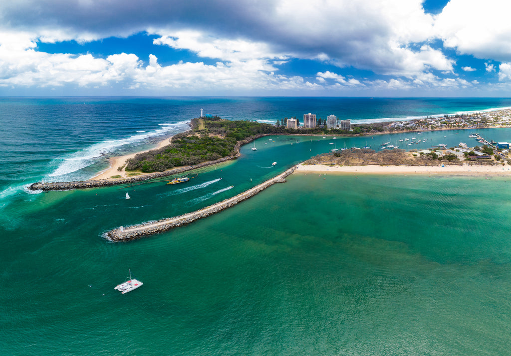 Mooloolaba marina and beach