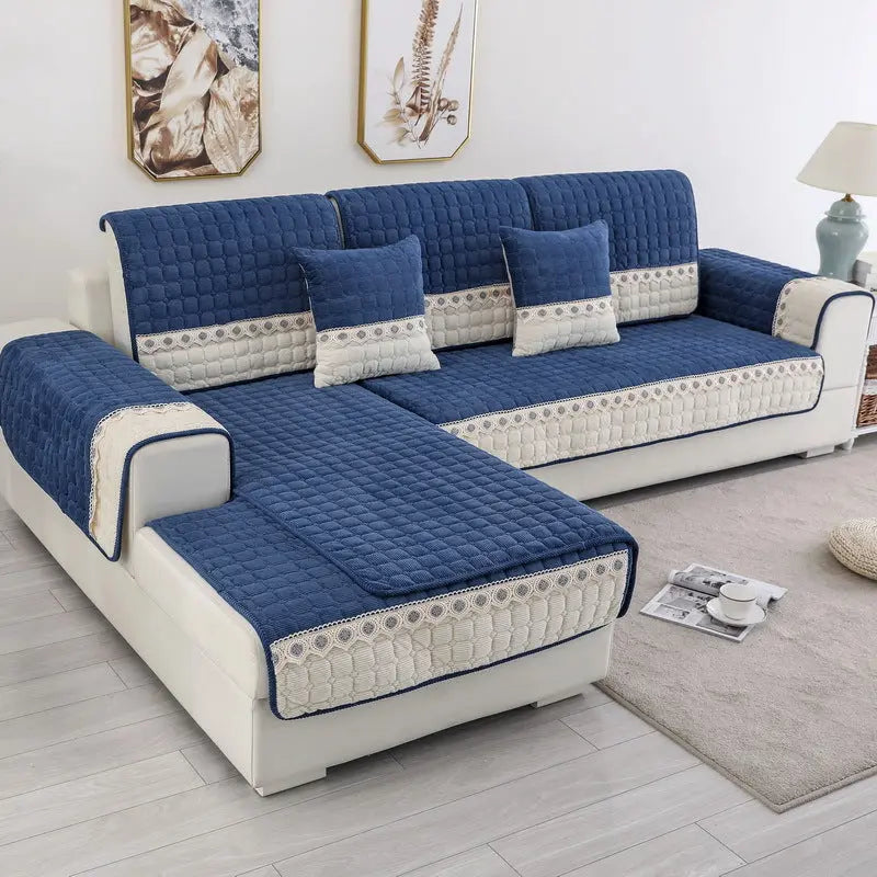 Solid Color Pattern L Shaped Sectional Sofa Slipcover Decordovia