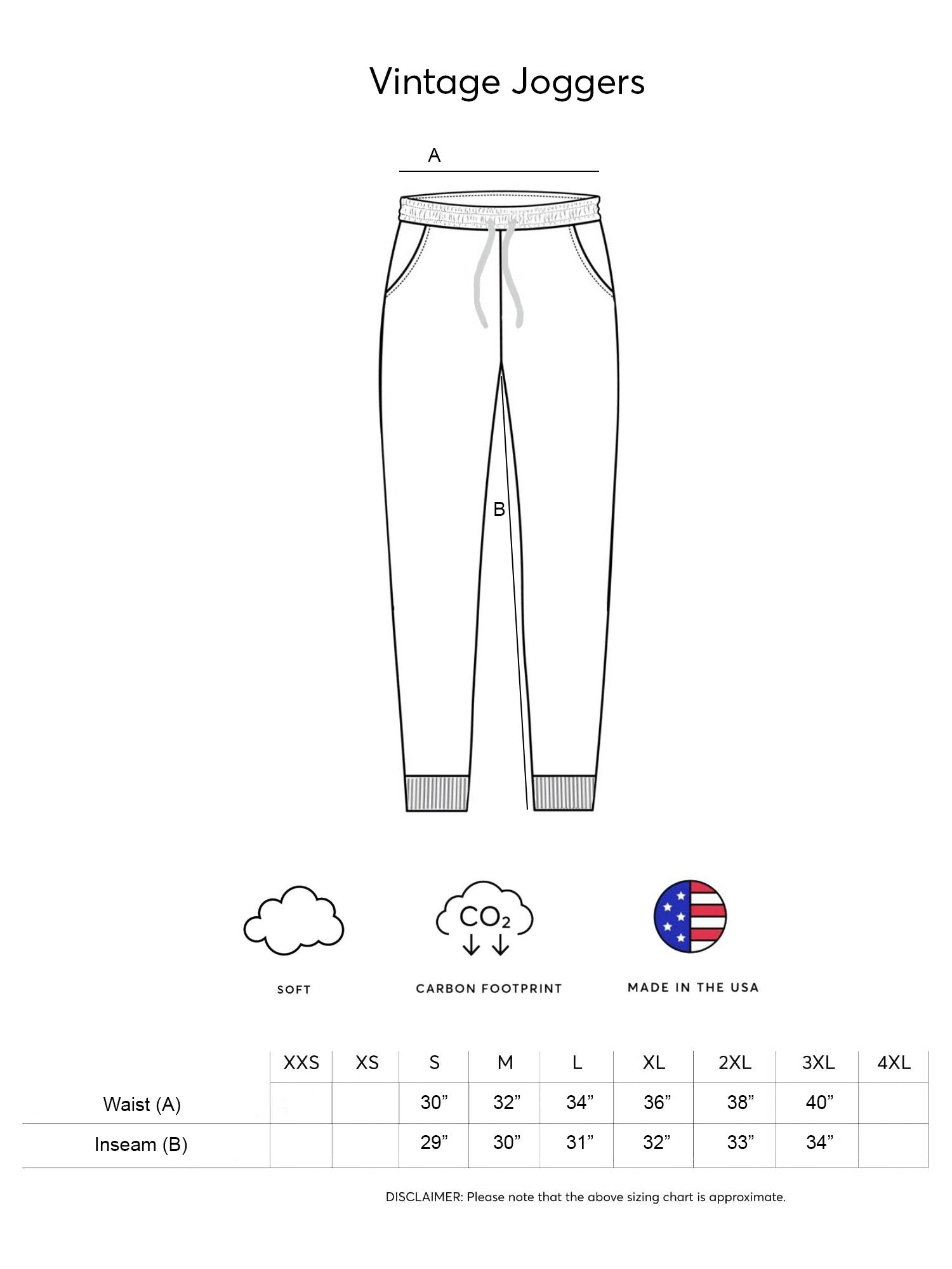 Expert Brand Retail Vintage Joggers Sizing Chart