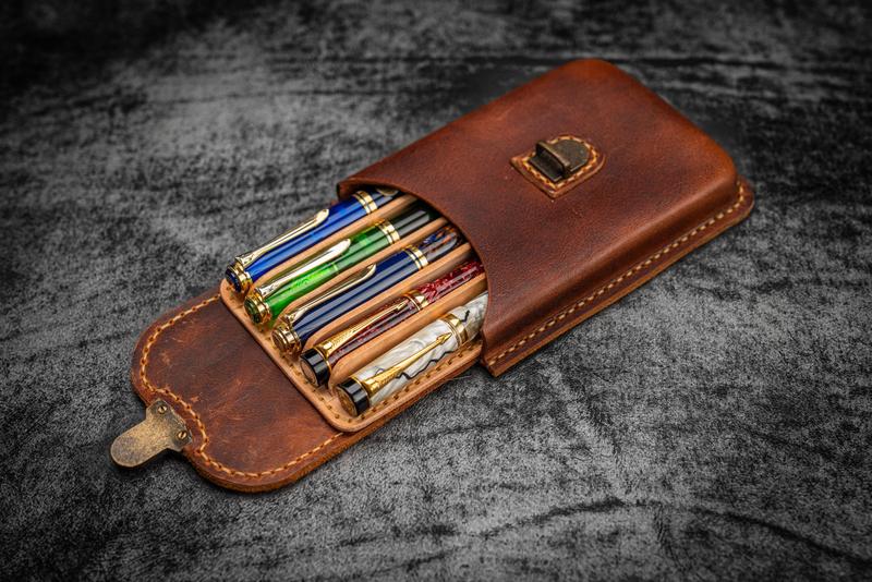 Leather Fountain Pen Case for 3 Pens, Custom Luxury Fountain Pen Holder