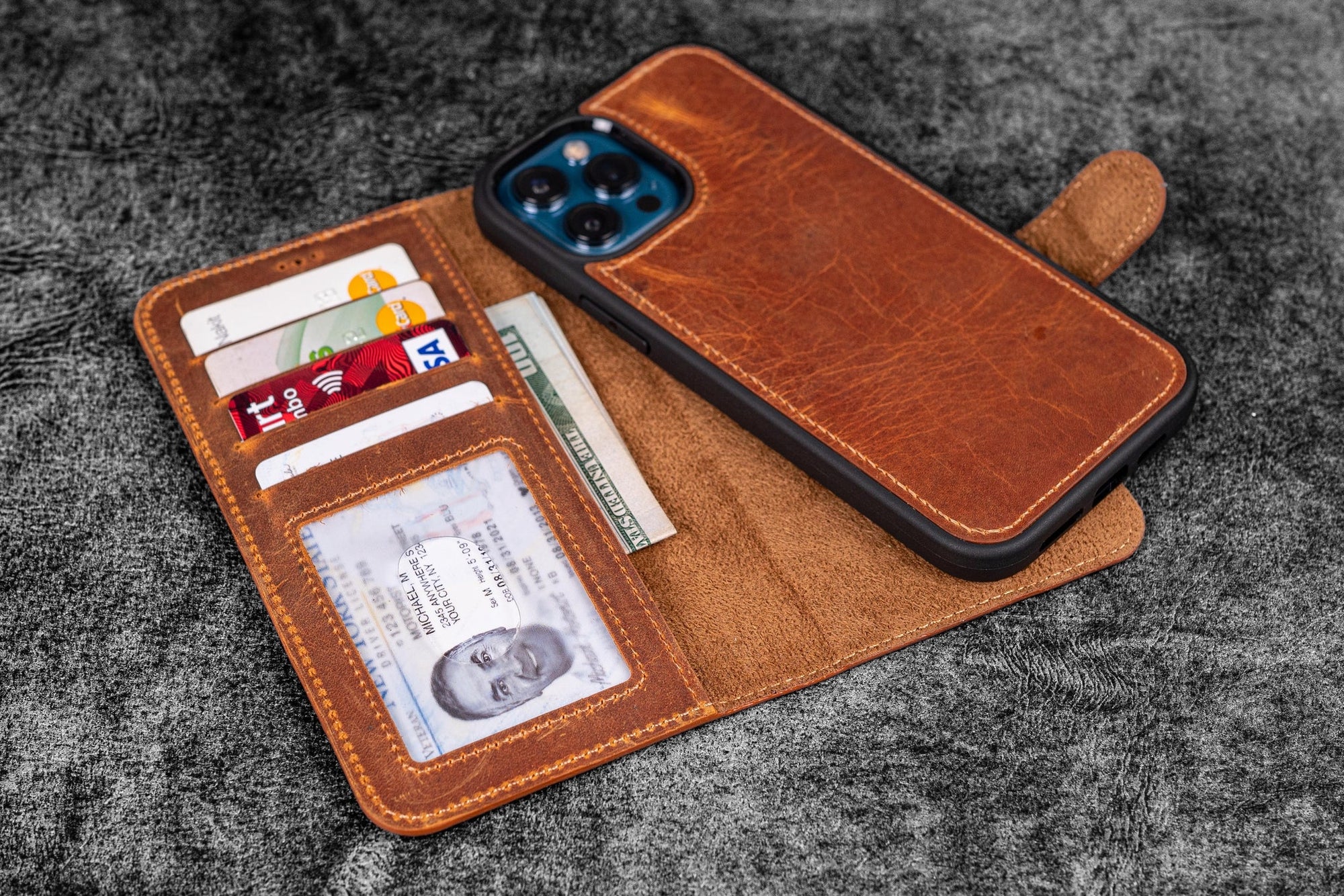 iPhone 13 Leather Case - with Detachable Wallet | Galen Leather