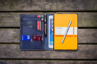 Leather Rhodia A5 Notebook & iPad Mini Cover - Navy Blue