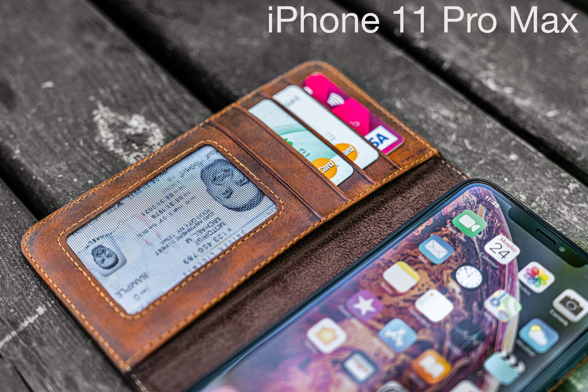 iPhone 11 Pro Max Distressed Brown Leather Wallet Case | Galen Leather