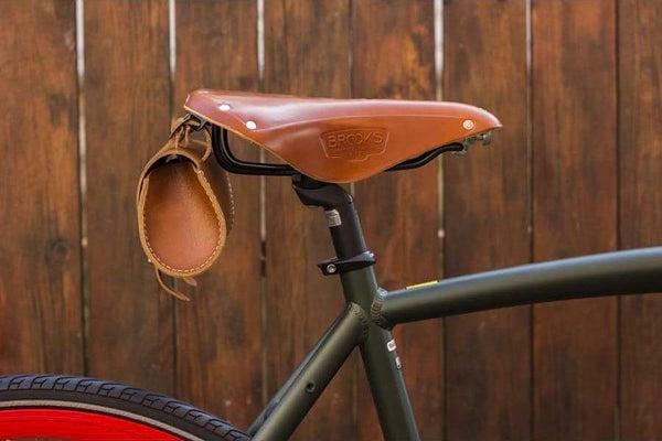 tan leather bike seat