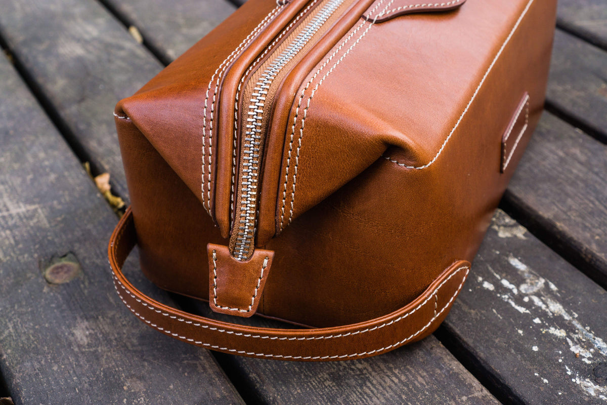 mens leather dopp kit travel bag